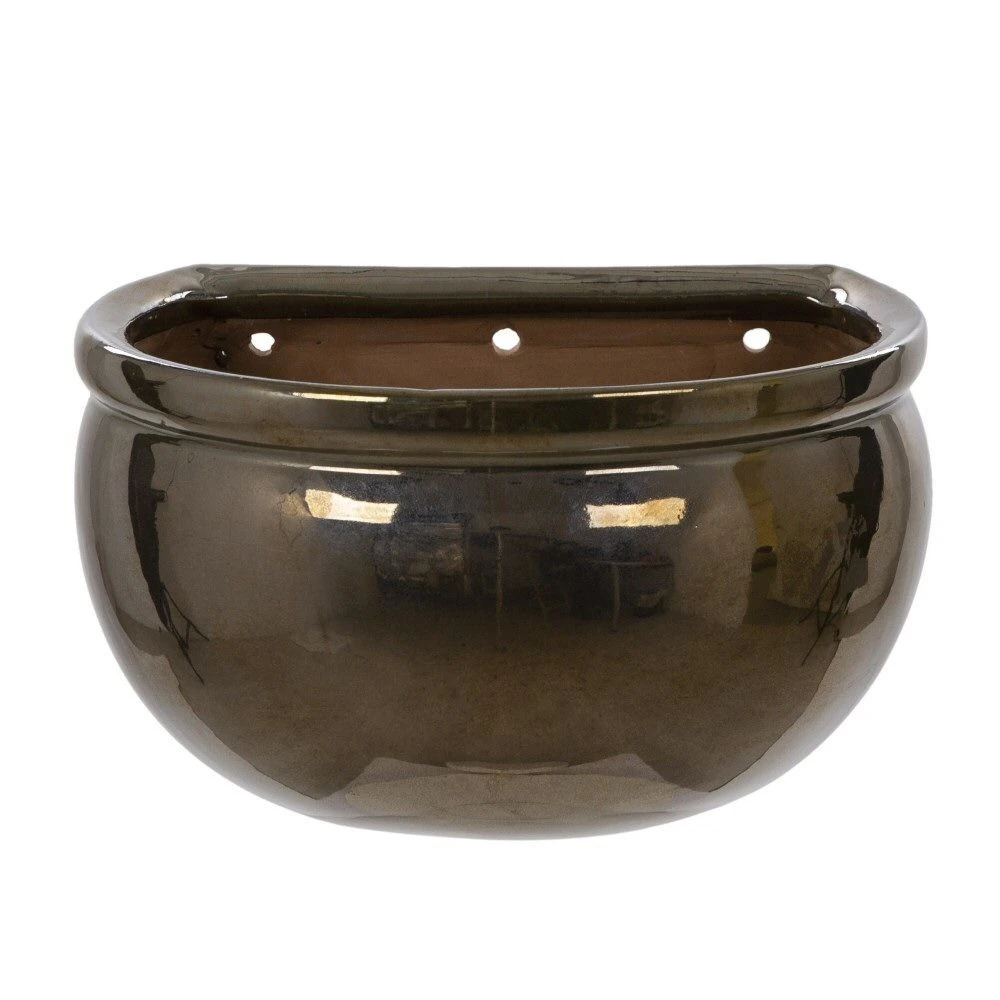 Woodlodge 26cm Bronze Glazed Blossom Wall Pot 1 Woodlodge 26cm Bronze Glazed Blossom Wall Pot