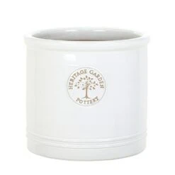 Woodlodge 38cm White / Cream Glazed Heritage Cylinder Pot -Garden Tools Sales Store 5021346500646 3