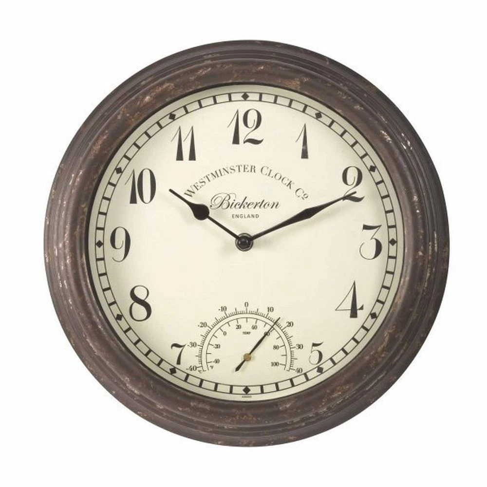 Outside In 12" Bickerton Wall Clock & Thermometer 1 Outside In 12" Bickerton Wall Clock & Thermometer