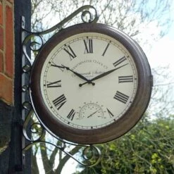 Outside In 15" Greenwich Station Wall Clock & Thermometer 5 Outside In 15" Greenwich Station Wall Clock & Thermometer -Garden Tools Sales Store 5050642006316 3