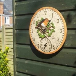 Outside In 12" Robin Wall Clock & Thermometer -Garden Tools Sales Store 5050642006347 3