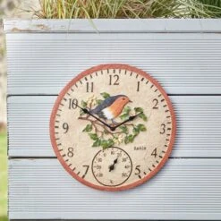 Outside In 12" Robin Wall Clock & Thermometer -Garden Tools Sales Store 5050642006347 4