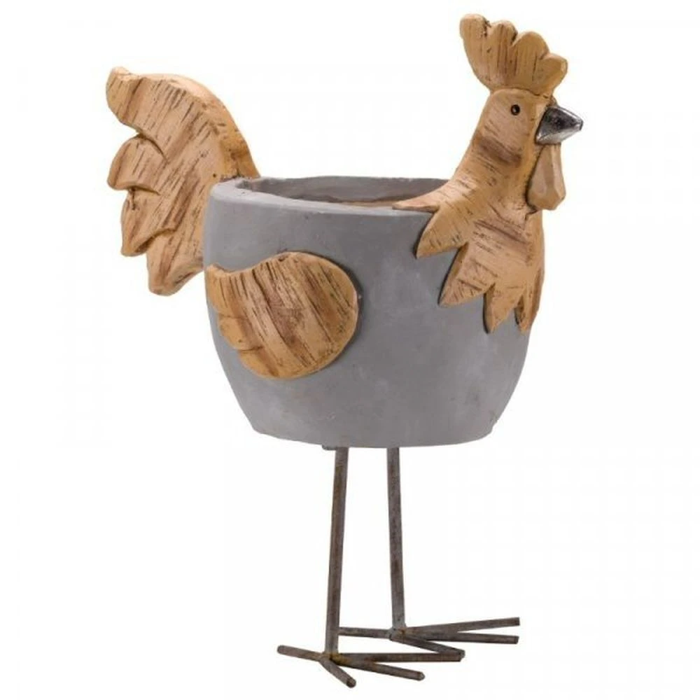 Flamboya 40cm Woodstone Rooster Planter 1 Flamboya 40cm Woodstone Rooster Planter