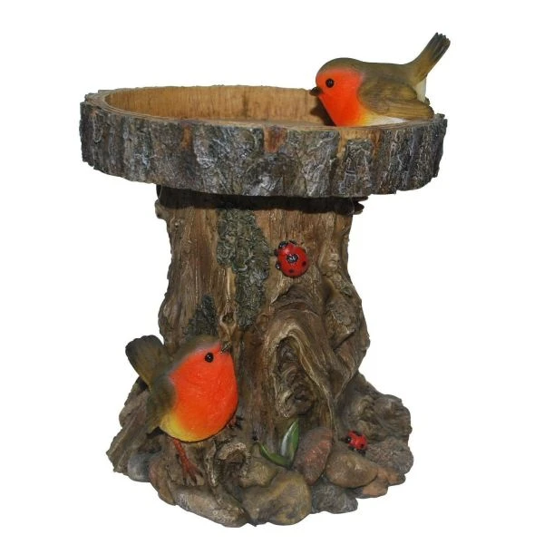 Vivid Arts 21cm Tree Trunk Bird Feeder With Robins - BC-TRTK-B 1 Vivid Arts 21cm Tree Trunk Bird Feeder With Robins - BC-TRTK-B