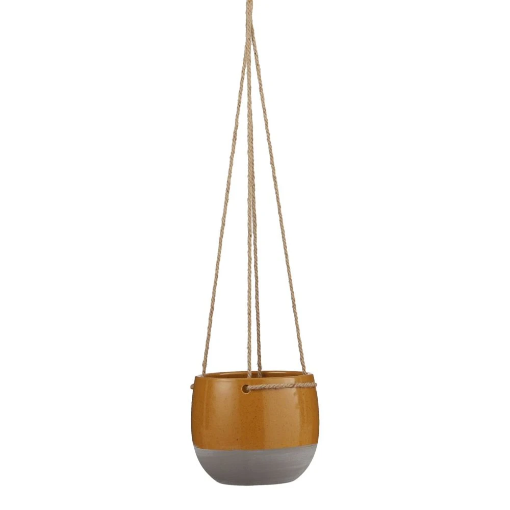 Edelman 13.5cm Ochre Resa Hanging Houseplant Pot 1 Edelman 13.5cm Ochre Resa Hanging Houseplant Pot