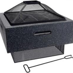Koopman 52cm Square Firebowl With BBQ Rack