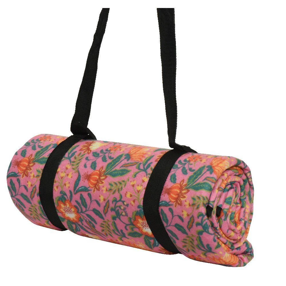 Decoris 170cm Fleece Floral Picnic Blanket (Choice Of 2) 2 Decoris 170cm Fleece Floral Picnic Blanket (Choice Of 2) - Image 2